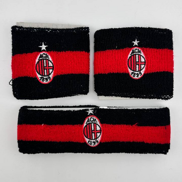 Набір: напульсник та пов'язка на голову AC Milan, чорно-червоний, GH-303 GH-304 фото