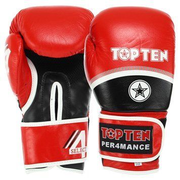Перчатки боксерские кожаные TT PERFORMANCE 10-14oz черно-красный TOP-041R 14 TOP-041R фото