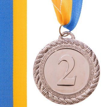 Спортивная медаль с лентой 6,5 см, серебряная, 2 место C-6860-2 C-6860-2 фото