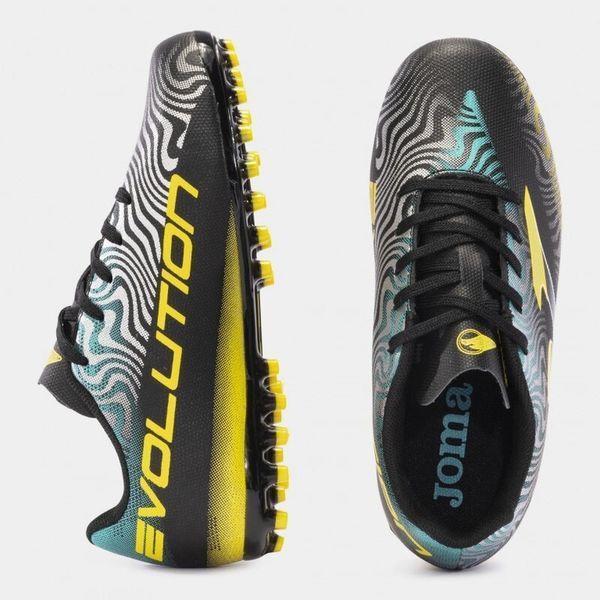 Бутси Joma EVOLUTION JR детский размер 35 EVJW2401AG черно-голубо-желтые (Оригинал) EVJW2401AG-35 фото